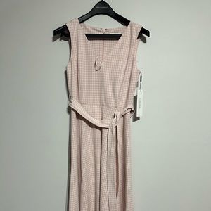 Calvin Klein Womens Pink White Check V-Neck Sleevless Belted  size 4